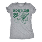 Womens Funny T Shirts How High Can I Get Sarcastic 420 Graphic Novelty Tees for Ladies