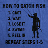 Mens Funny T Shirts How to Catch Fish Checklist Sarcastic Fishing Graphic Novelty Tee for Men