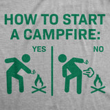 Mens Funny T Shirts How to Start A Campfire Sarcastic Camping Graphic Novelty Tee for Men