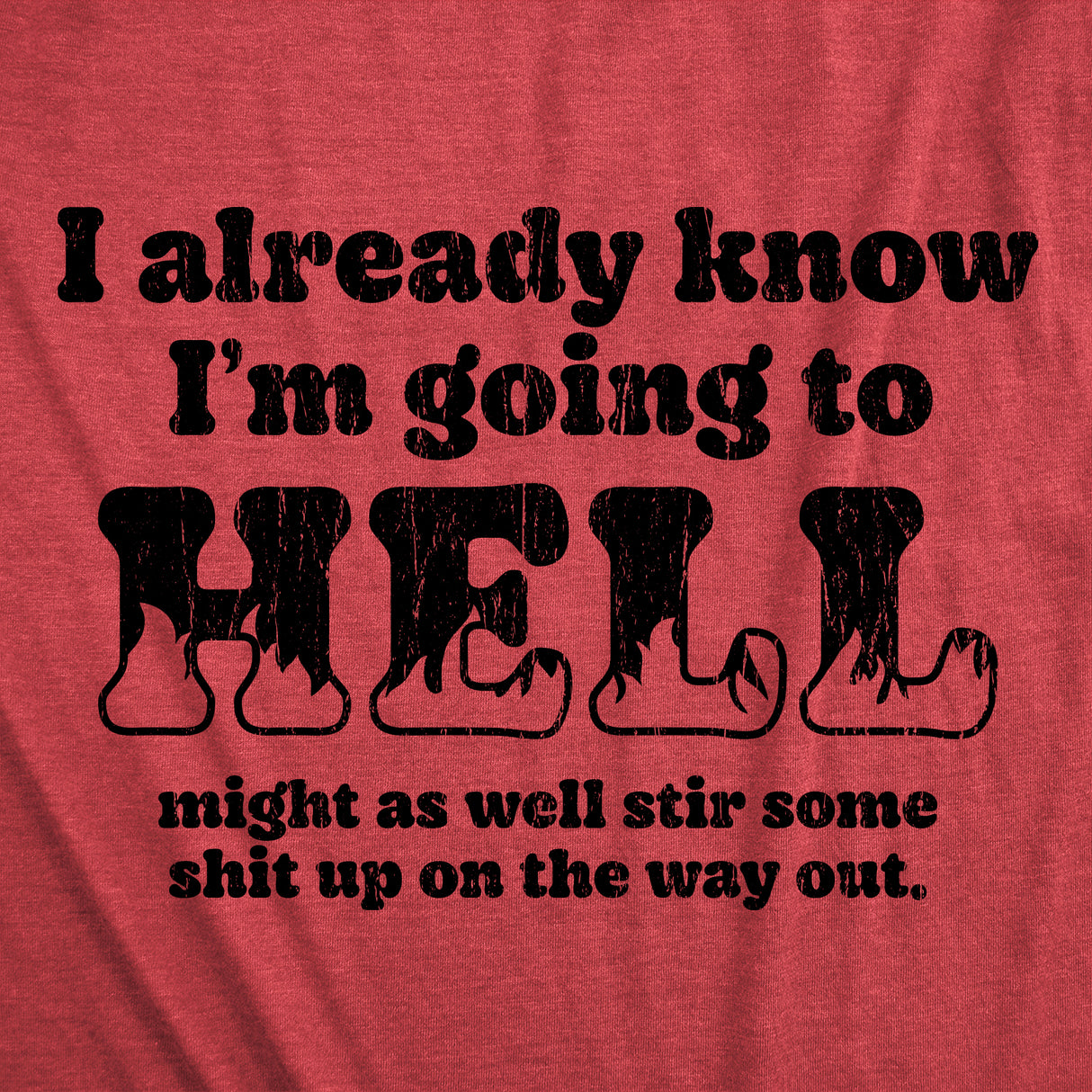 Mens Funny T Shirts I Already Know Im Going to Hell Might As Well Stir Some Shit Up On The Way Out Tee for Men