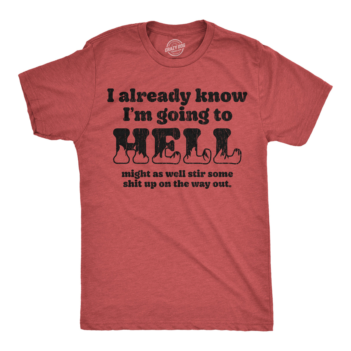 Mens Funny T Shirts I Already Know Im Going to Hell Might As Well Stir Some Shit Up On The Way Out Tee for Men