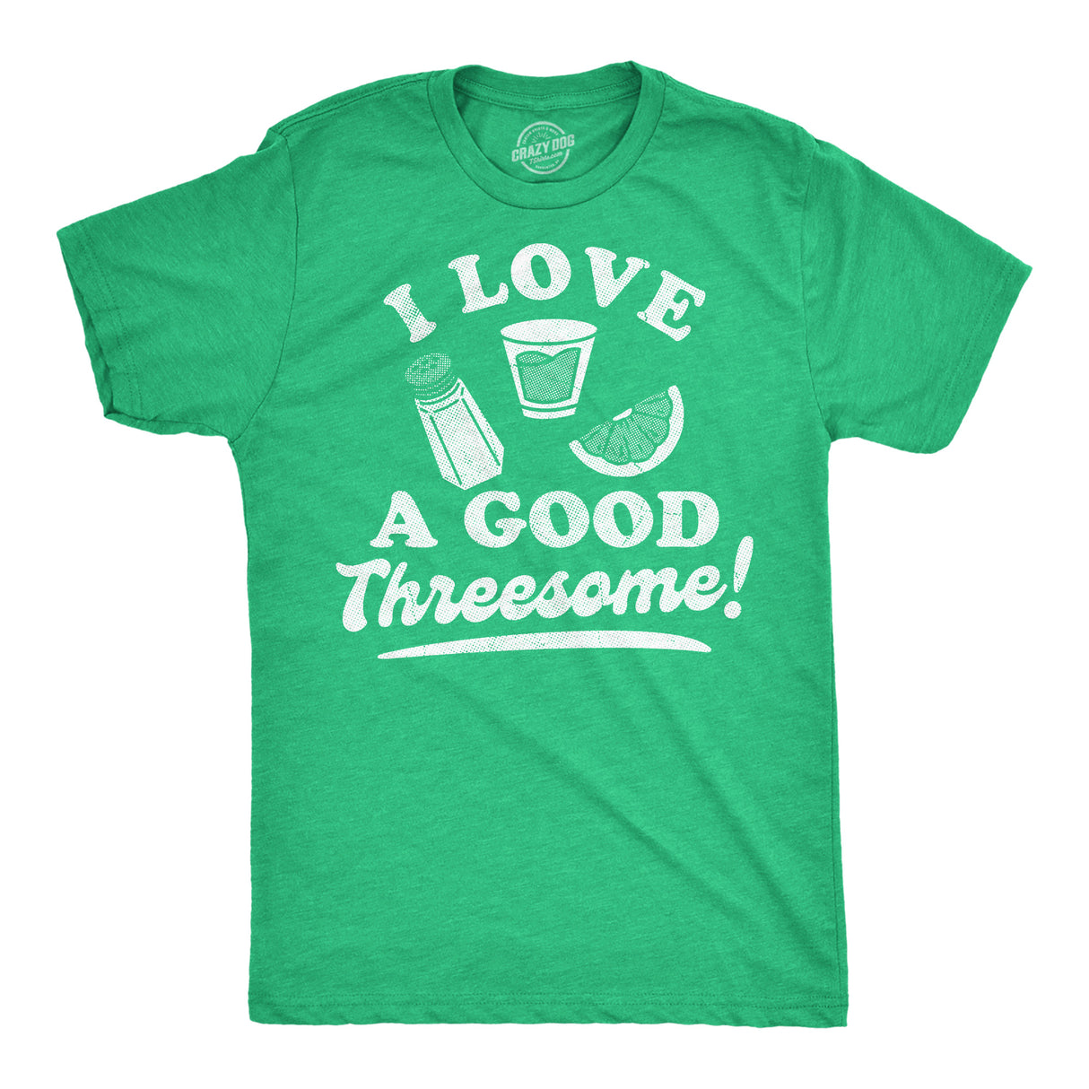 Mens Funny T Shirts I Love A Good Threesome Sarcastic Lime Salt Tequila Graphic Novelty Tee for Men