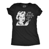 Womens Funny T Shirts I Wish One Of My Personalities Liked to Clean Sarcastic Graphic Novelty Tee for Ladies