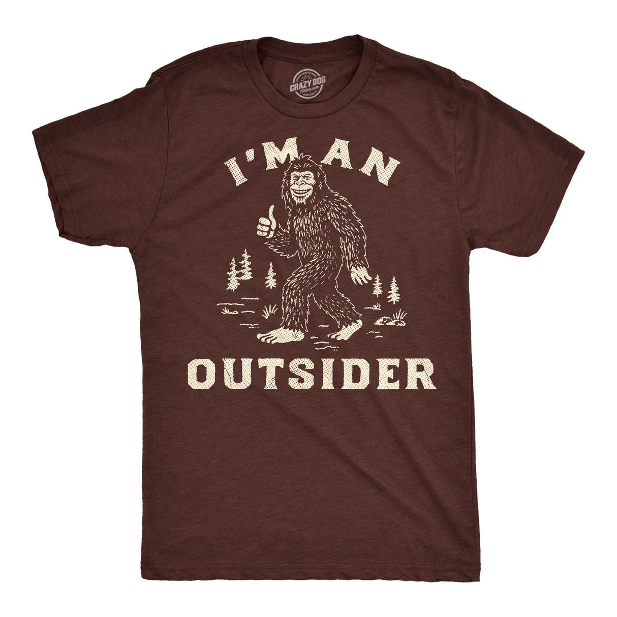 Mens Funny T Shirts Im An Outsider Sarcastic Bigfoot Graphic Novelty Tee for Men