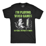 Mens Funny T Shirts Im Playing Video Games So Yeah Im Pretty Busy Sarcastic Gamer Graphic Novelty Tee For Men