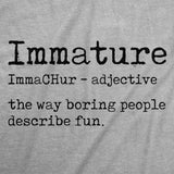 Mens Funny T Shirts Immature Definition Sarcastic Dictionary Graphic Novelty Tee for Men