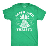 Mens Funny T Shirts Irish and Thirsty Sarcastic St Patricks Day Graphic Novelty Tee for Men