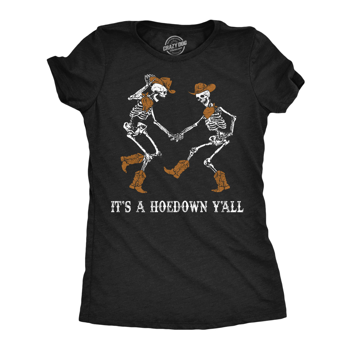 Womens Funny T Shirts Its A Hoedown Yall Sarcastic Western Skeleton Graphic Novelty Tee For Ladies