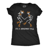 Womens Funny T Shirts Its A Hoedown Yall Sarcastic Western Skeleton Graphic Novelty Tee For Ladies