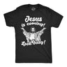 Mens Funny T Shirts Jesus Is Coming Look Busy Sarcastic Religious Graphic Novelty Tee for Men
