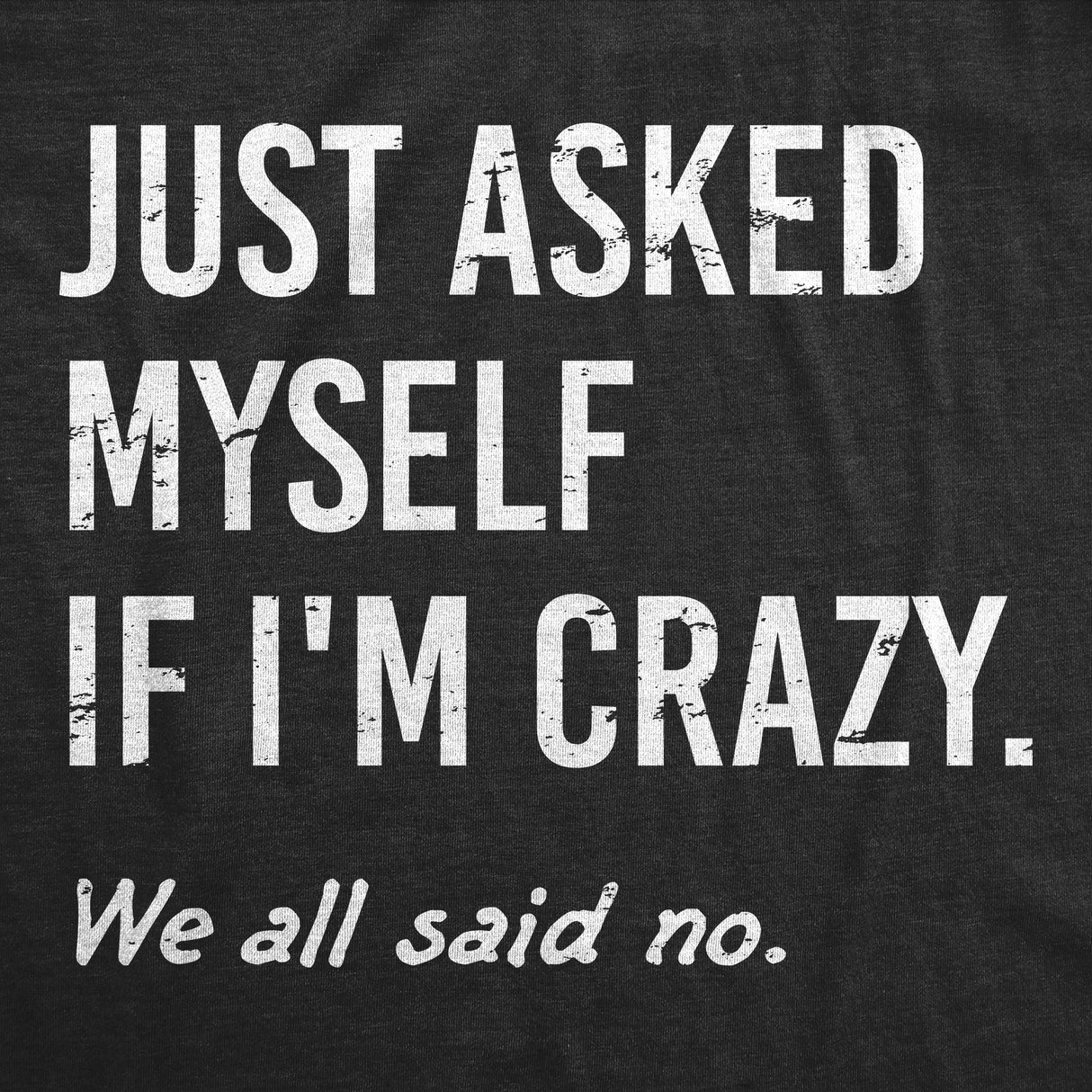Mens Funny T Shirts Just Asked Myself If Im Crazy Sarcastic Graphic Novelty Tee for Men
