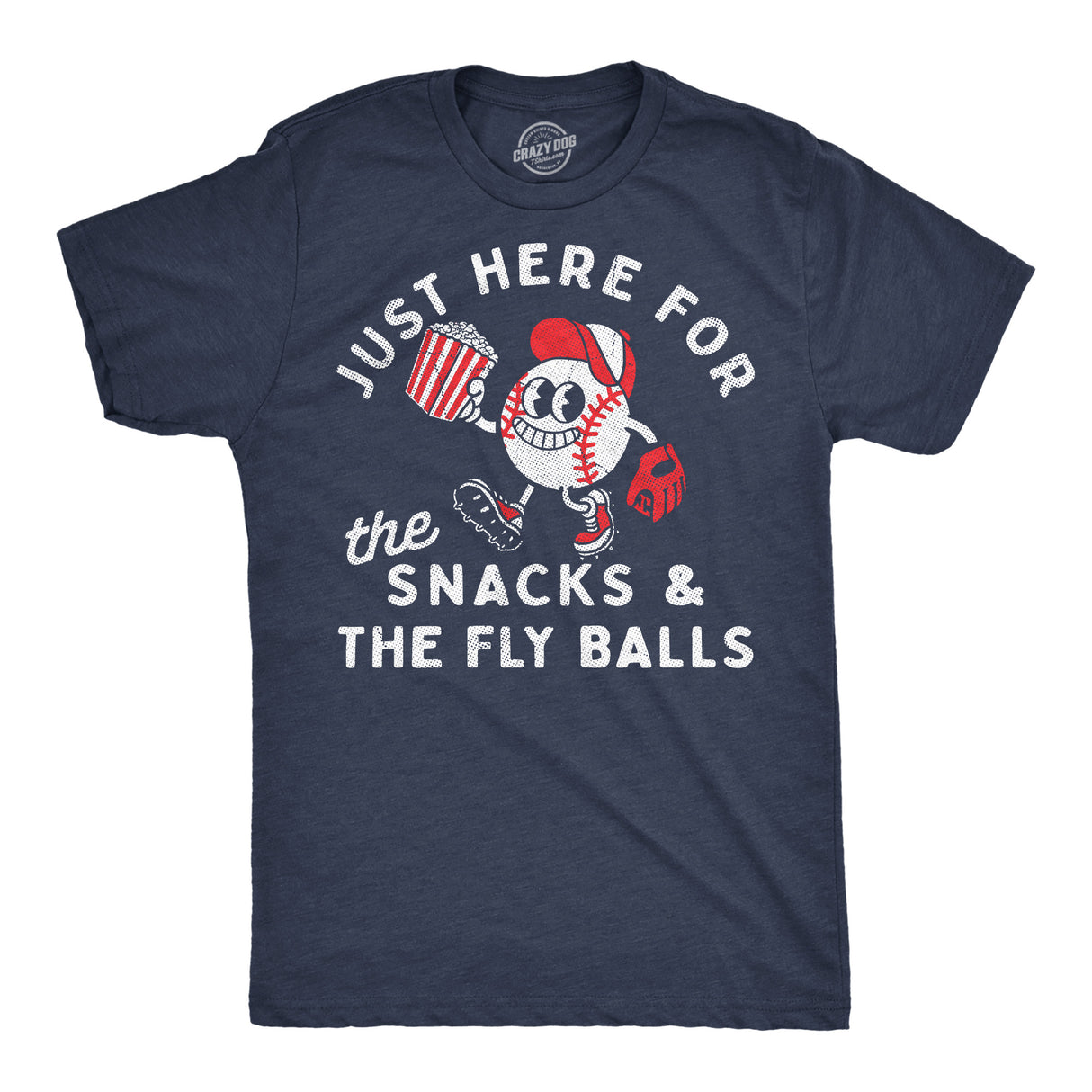 Mens Funny T Shirts Just Here for The Snacks and The Fly Balls Sarcastic Baseball Game Graphic Tee for Men