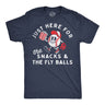Mens Funny T Shirts Just Here for The Snacks and The Fly Balls Sarcastic Baseball Game Graphic Tee for Men