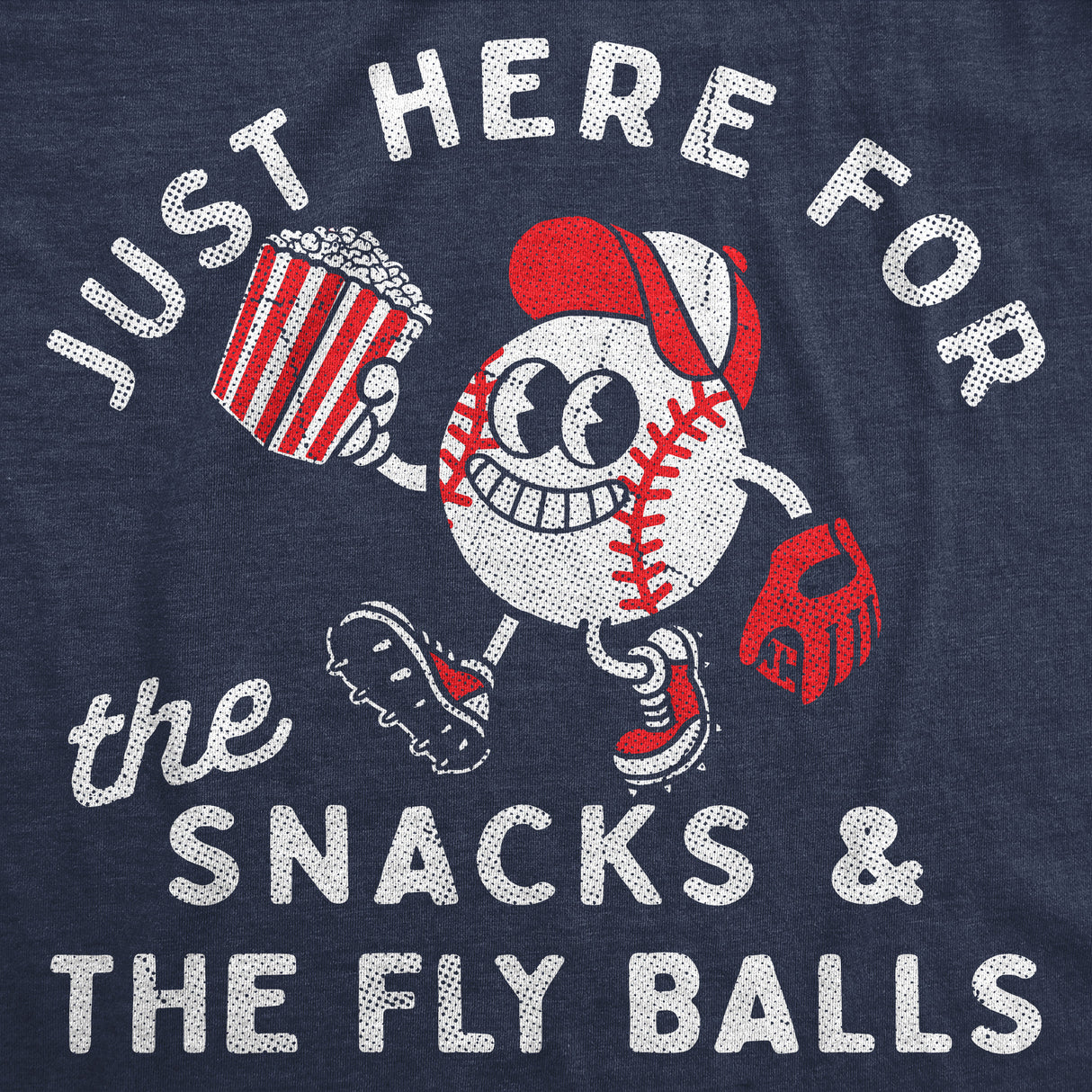 Mens Funny T Shirts Just Here for The Snacks and The Fly Balls Sarcastic Baseball Game Graphic Tee for Men