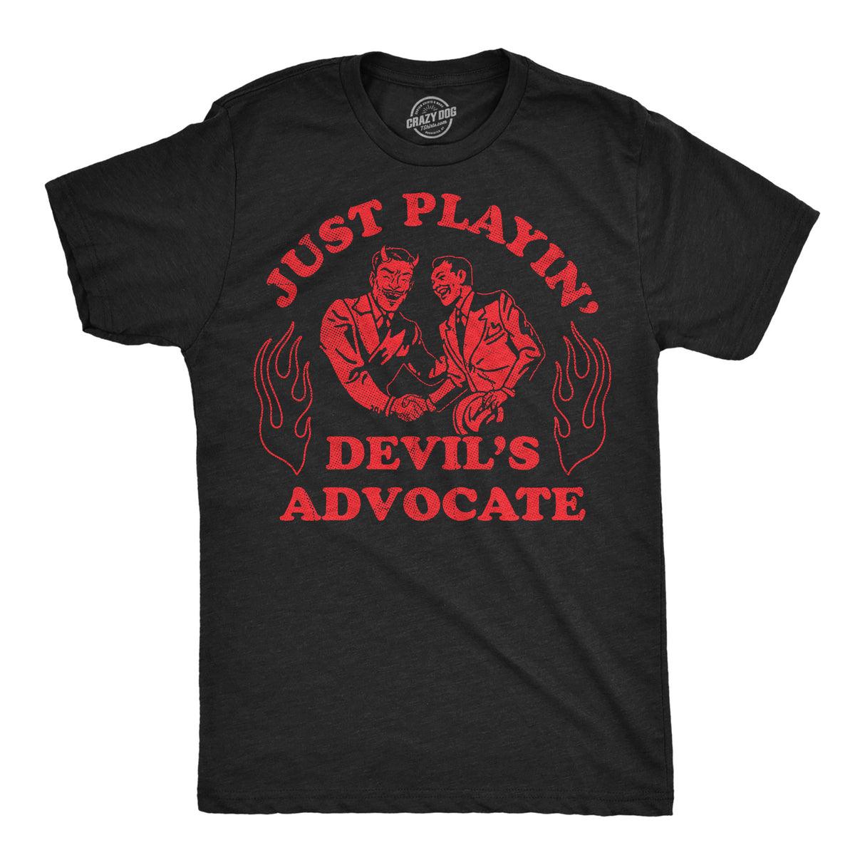 Mens Funny T Shirts Just Playing Devils Advocate Sarcastic Satan Graphic Novelty Tee for Men