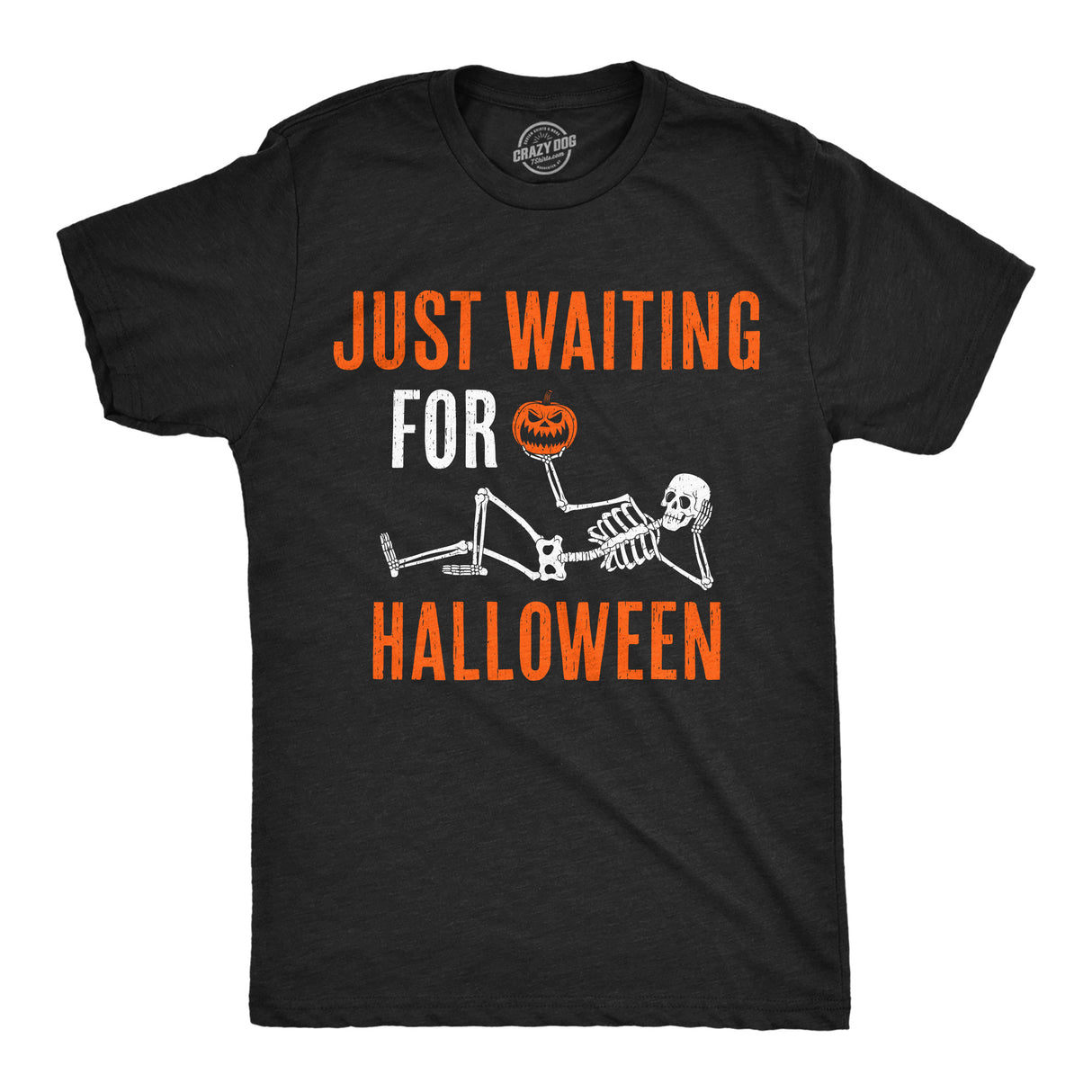 Mens Funny T Shirts Just Waiting for Halloween Sarcastic Graphic Novelty Tee for Men