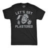 Mens Funny T Shirts Lets Get Plastered Sarcastic Construction Graphic Novelty Tee for Men