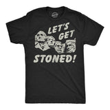 Mens Funny T Shirts Lets Get Stoned Mount Rushmore Sarcastic Fourth Of July Graphic Novelty 420 Tee for Men
