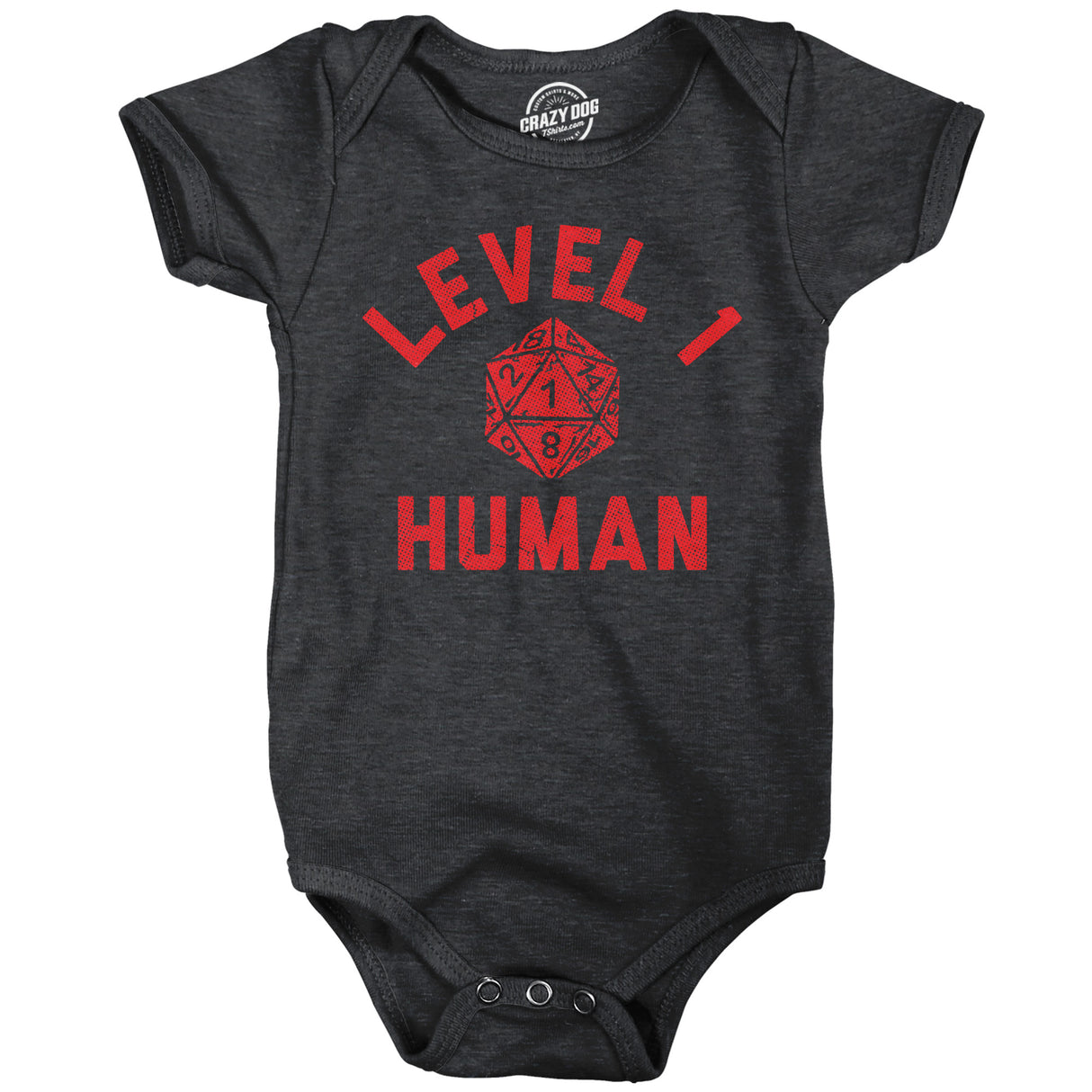 Level 1 Human Baby Bodysuit Funny Sarcastic Roleplay Game Graphic Jumper for Infants