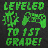 Youth Funny T Shirts Leveled Up to 1st Grade Sarcastic Video Game Graphic Novelty Graduation Tee for Kids