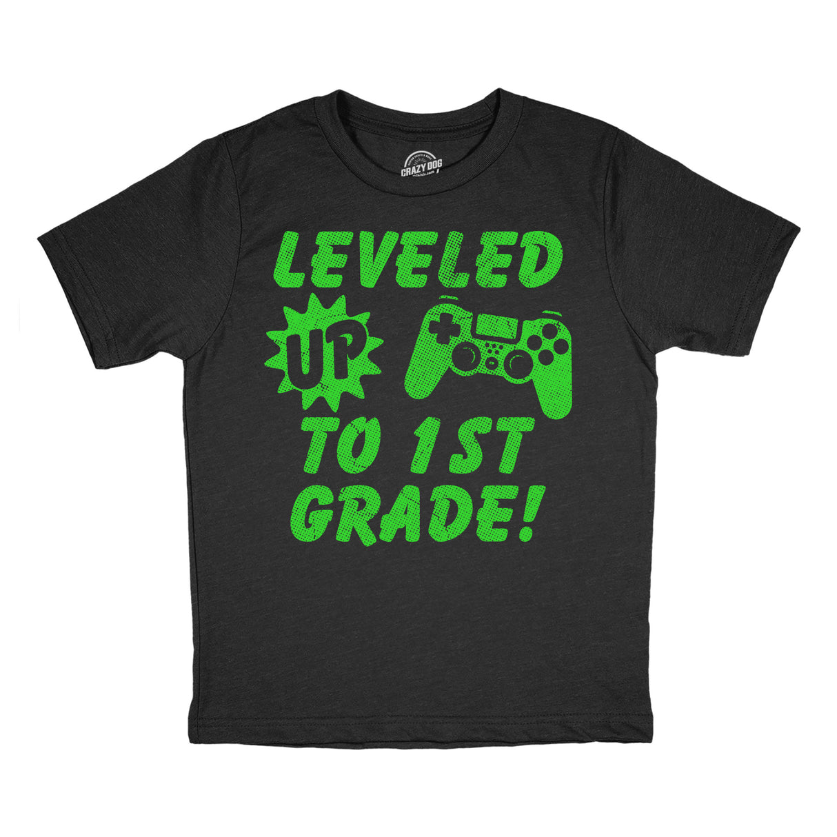 Youth Funny T Shirts Leveled Up to 1st Grade Sarcastic Video Game Graphic Novelty Graduation Tee for Kids