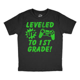 Youth Funny T Shirts Leveled Up to 1st Grade Sarcastic Video Game Graphic Novelty Graduation Tee for Kids