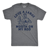 Mens Funny T Shirts Love A Large Mouth On My Rod Sarcastic Fishing Graphic Novelty Tee for Men