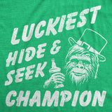 Mens Funny T Shirts Luckiest Hide and Seek Champion Sarcastic St Patricks Day Graphic Novelty Tee for Men