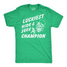 Mens Funny T Shirts Luckiest Hide and Seek Champion Sarcastic St Patricks Day Graphic Novelty Tee for Men