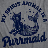 Womens Funny T Shirts My Spirit Animal Is A Purrmaid Sarcastic Kitten Graphic Novelty Tee for Ladies