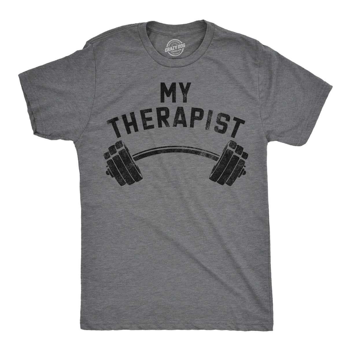 Mens Funny T Shirts My Therapist Barbell Sarcastic Gym Workout Graphic Novelty Tee for Men