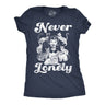 Womens Funny T Shirts Never Lonely Sarcastic Cat Lady Graphic Novelty Tee For Ladies