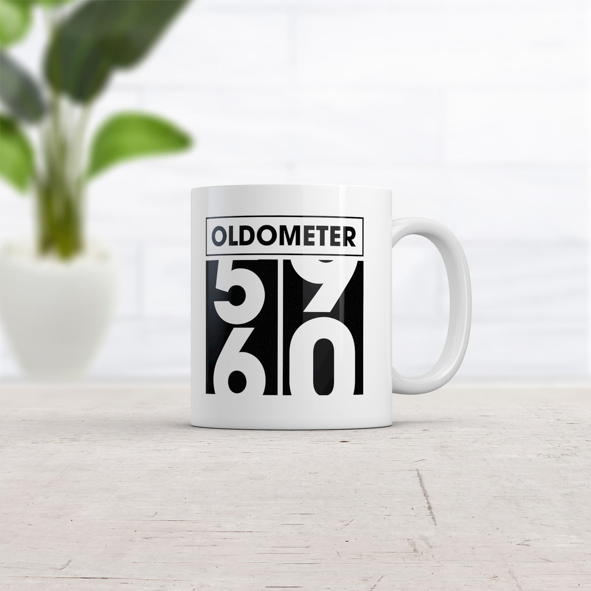 Oldometer 59 to 60 Mug Funny Sarcastic Birthday Graphic Novelty Coffee Cup-11oz