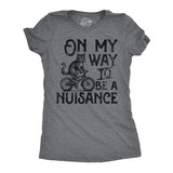 Womens Funny T Shirts On My Way to Be A Nuisance Sarcastic Cat Graphic Novelty Tee for Ladies
