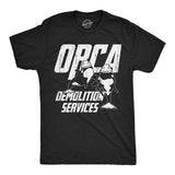 Mens Funny T Shirts Orca Demolition Services Sarcastic Killer Whale Graphic Novelty Tee for Men