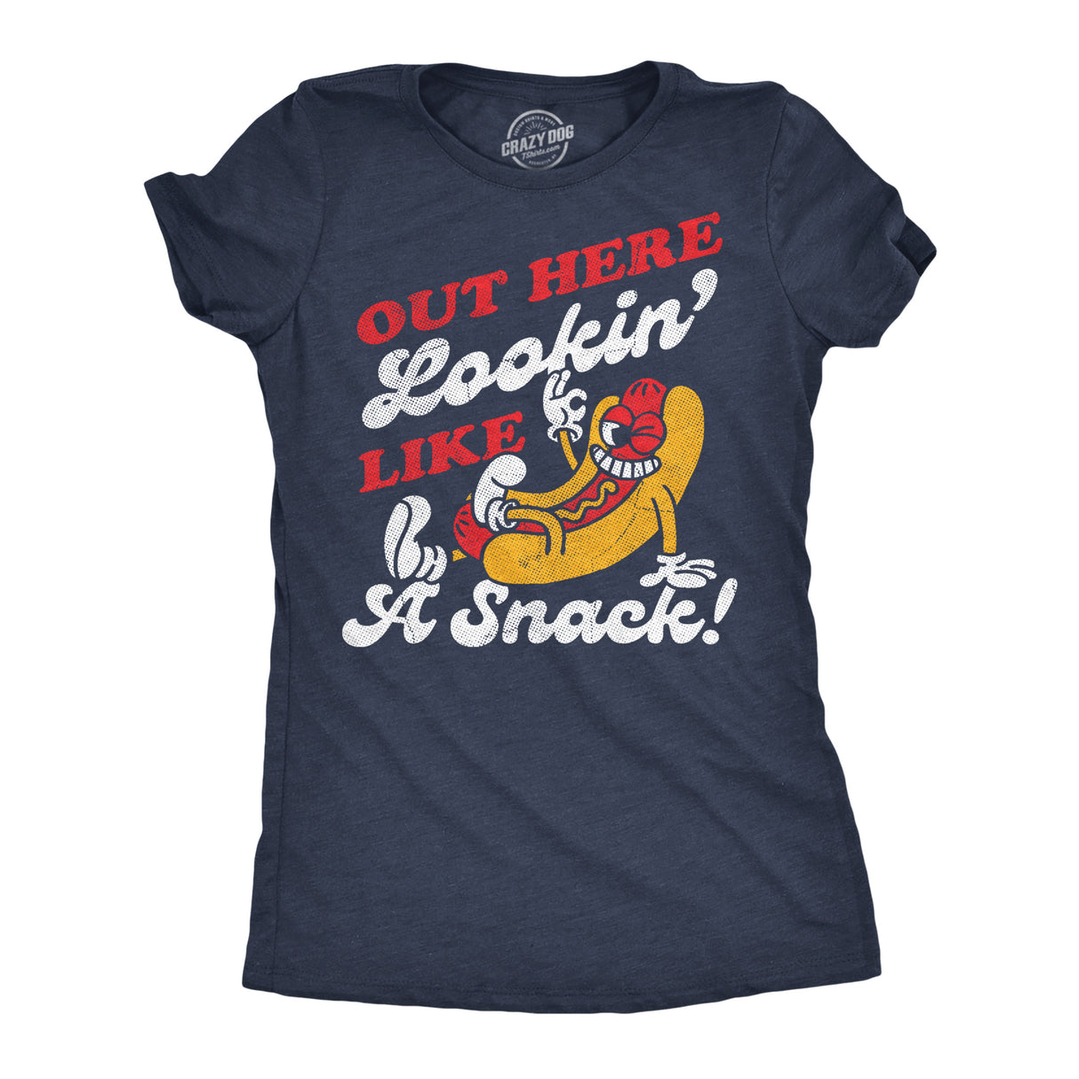 Womens Funny T Shirts Out Here Lookin Like A Snack Sarcastic Hotdog Graphic Novelty Fourth Of July Tee for Ladies
