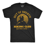 Mens Funny T Shirts Out Of Breath Hiking Club Sarcastic Nature Graphic Novelty Tee for Men