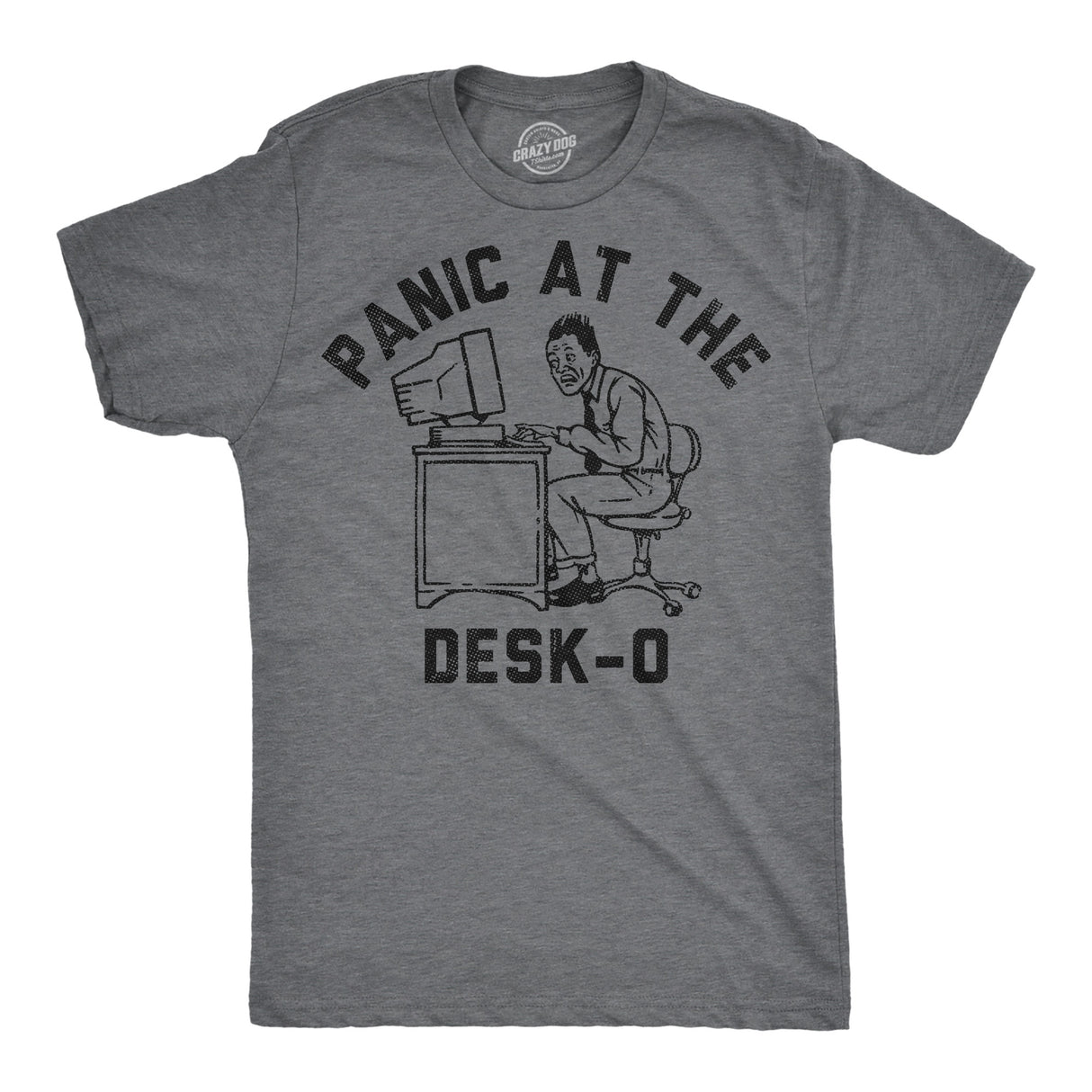 Mens Funny T Shirts Panic At The Desko Sarcastic Office Graphic Novelty Tee for Men