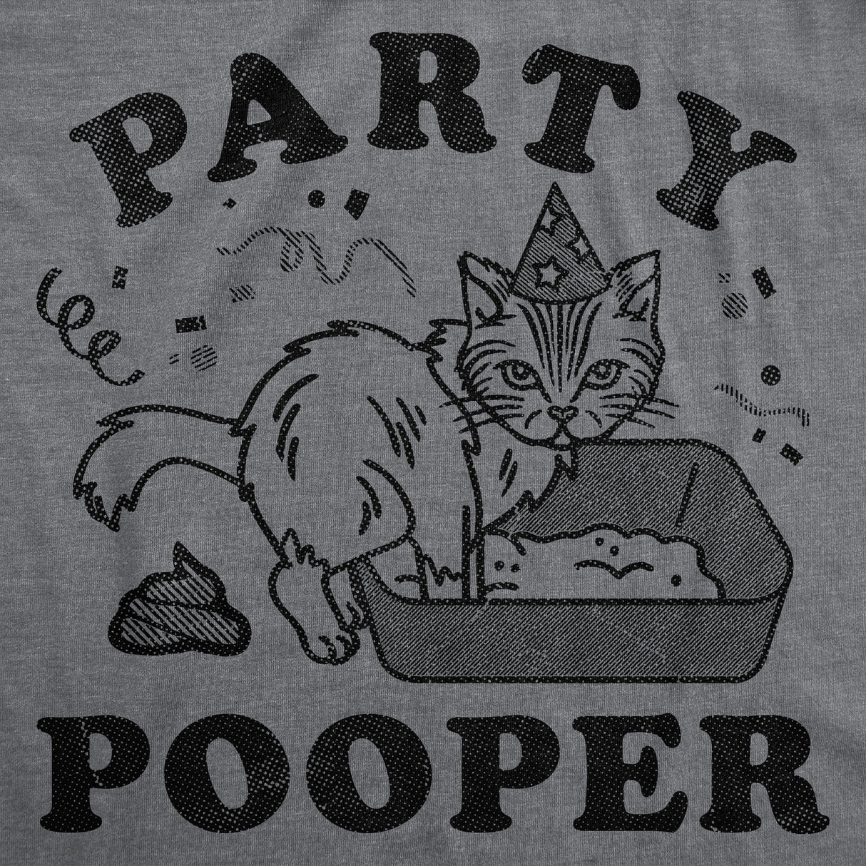Womens Funny T Shirts Party Pooper Cat Sarcastic Kitten Graphic Novelty Tee for Ladies