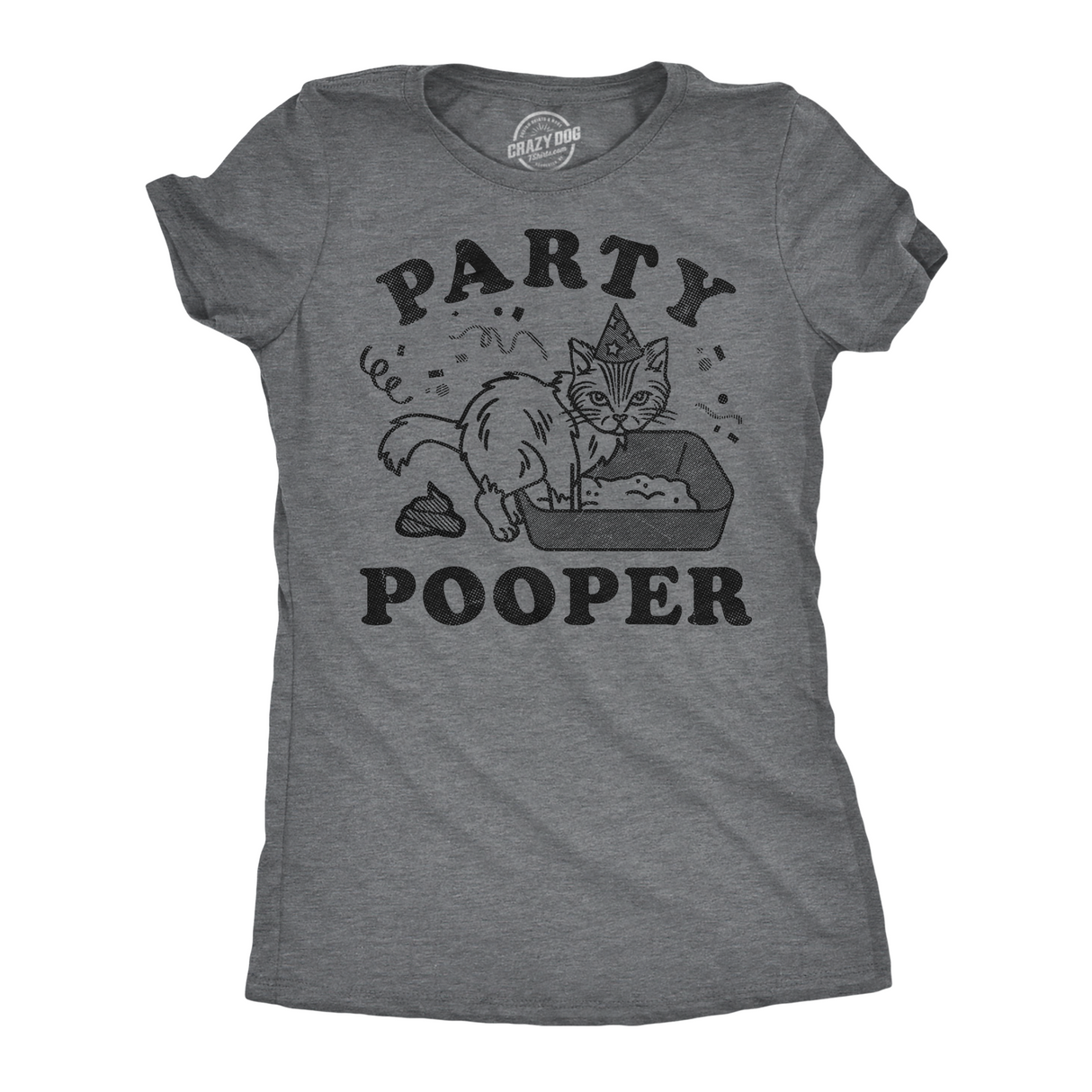 Womens Funny T Shirts Party Pooper Cat Sarcastic Kitten Graphic Novelty Tee for Ladies