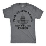 Mens Funny T Shirts Play Stupid Games Win Stupid Prizes Sarcastic Captitol Graphic Novelty Political Tee for Men