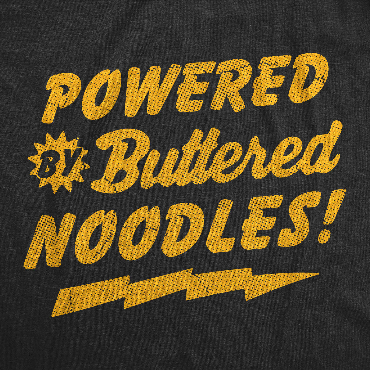 Youth Funny T Shirts Powered By Butter Noodles Sarcastic Food Graphic Novelty Tee for Kids