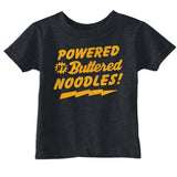 Toddler Funny T Shirts Powered By Butter Noodles Sarcastic Food Graphic Novelty Tee for Young Kids