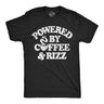 Mens Funny T Shirts Powered By Coffee and Rizz Sarcastic Caffeine Graphic Novelty Tee for Men