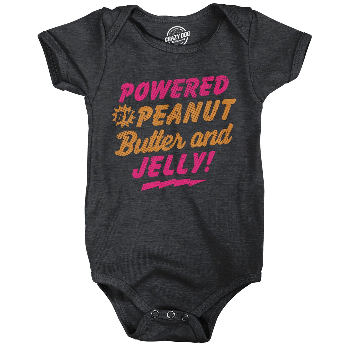 Powered By Peanut Butter and Jelly Baby Bodysuit Funny Sarcastic PB&J Graphic Novelty Jumper for Infants