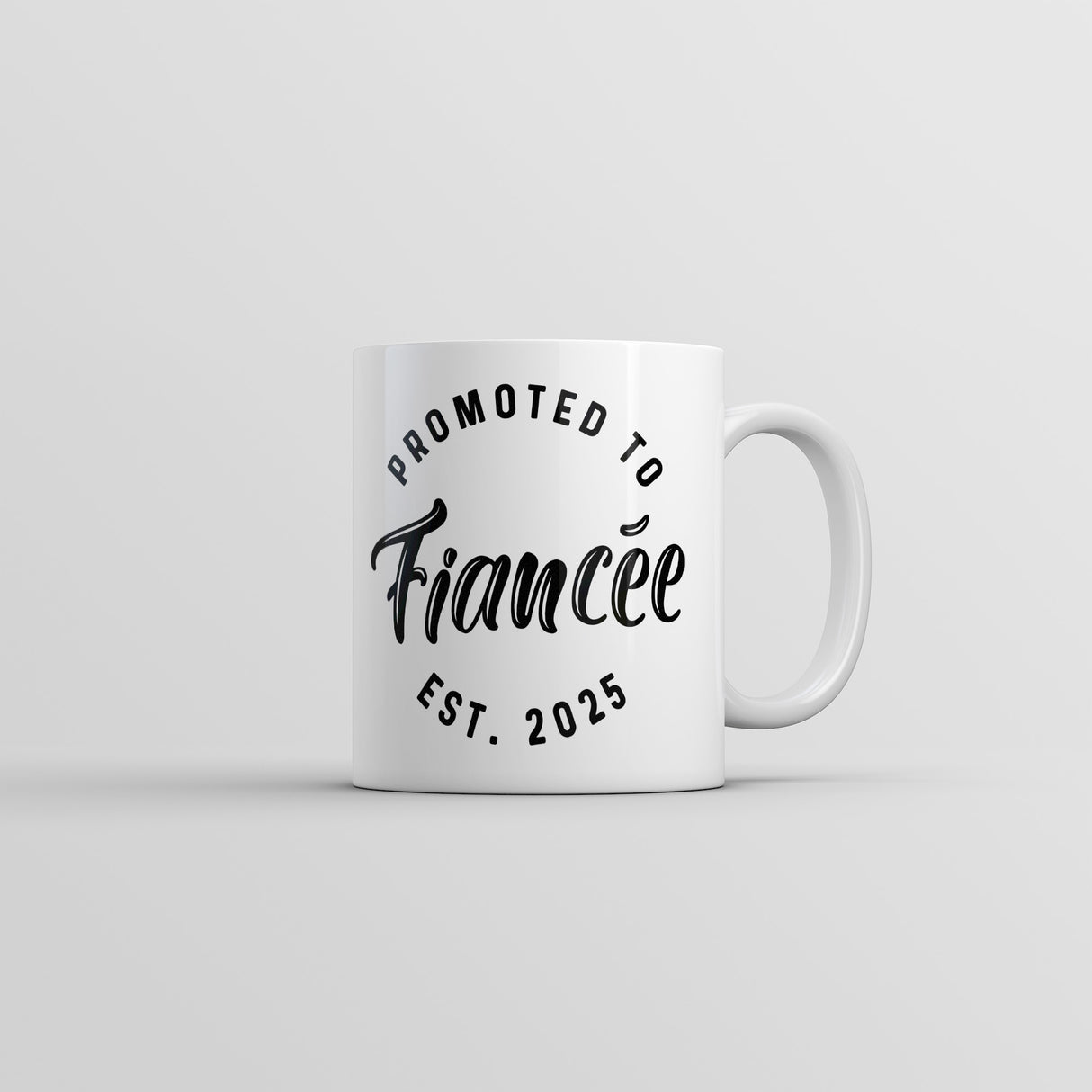 Promoted to Fiancee 2025 Mug Funny Sarcastic Marriage Graphic Novelty Coffee Cup-11oz