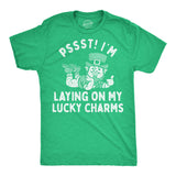 Mens Funny T Shirts Pssst Im Laying On My Lucky Charms Sarcastic St Patricks Day Novelty Tee for Men