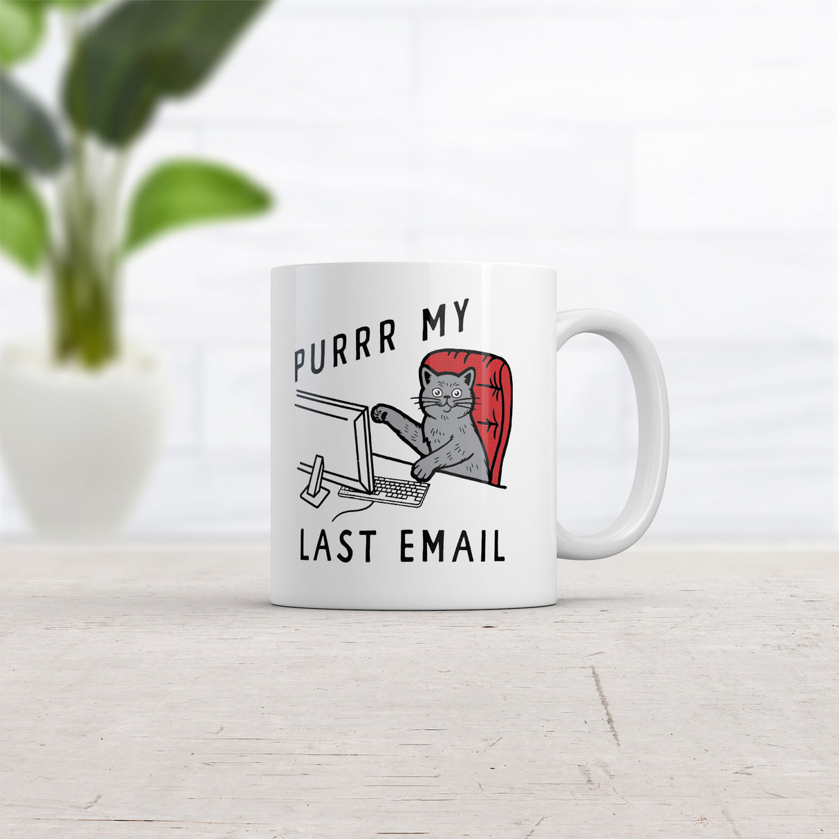 Purrr My Last Email Mug Funny Sarcastic Kitten Graphic Novelty Coffee Cup-11oz