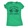 Womens Funny T Shirts Quit Staring At My Lucky Charms Sarcastic St Patricks Day Graphic Tee For Ladies