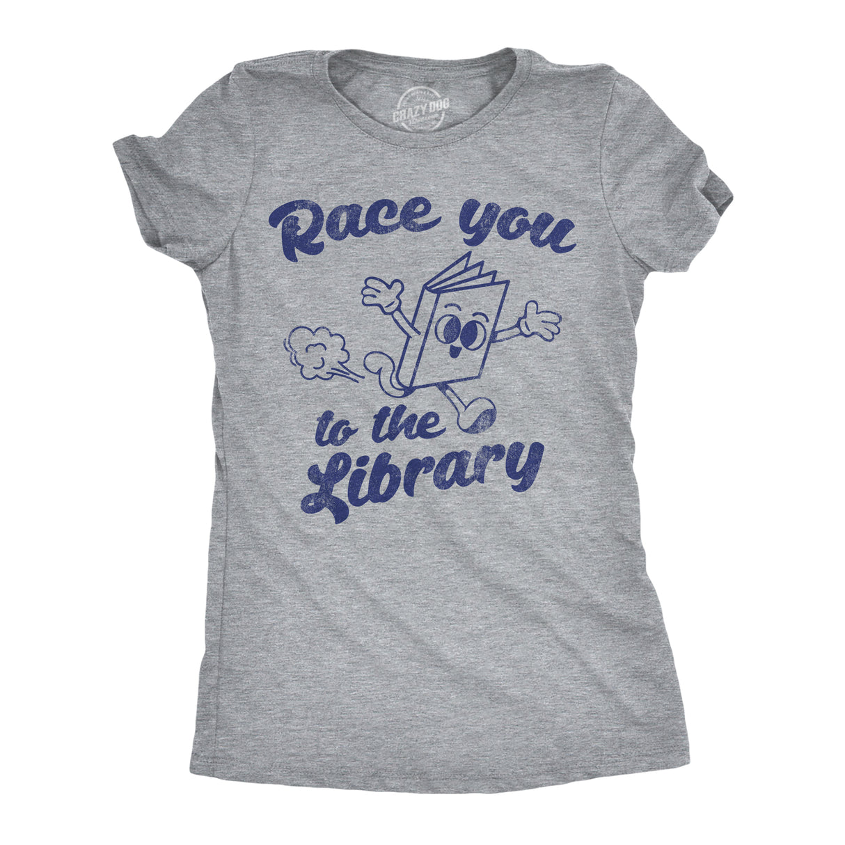 Womens Funny T Shirts Race You to The Library Sarcastic Book Graphic Novelty Tee for Ladies
